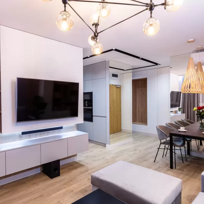 Living room in a small modern apartment. Interior design